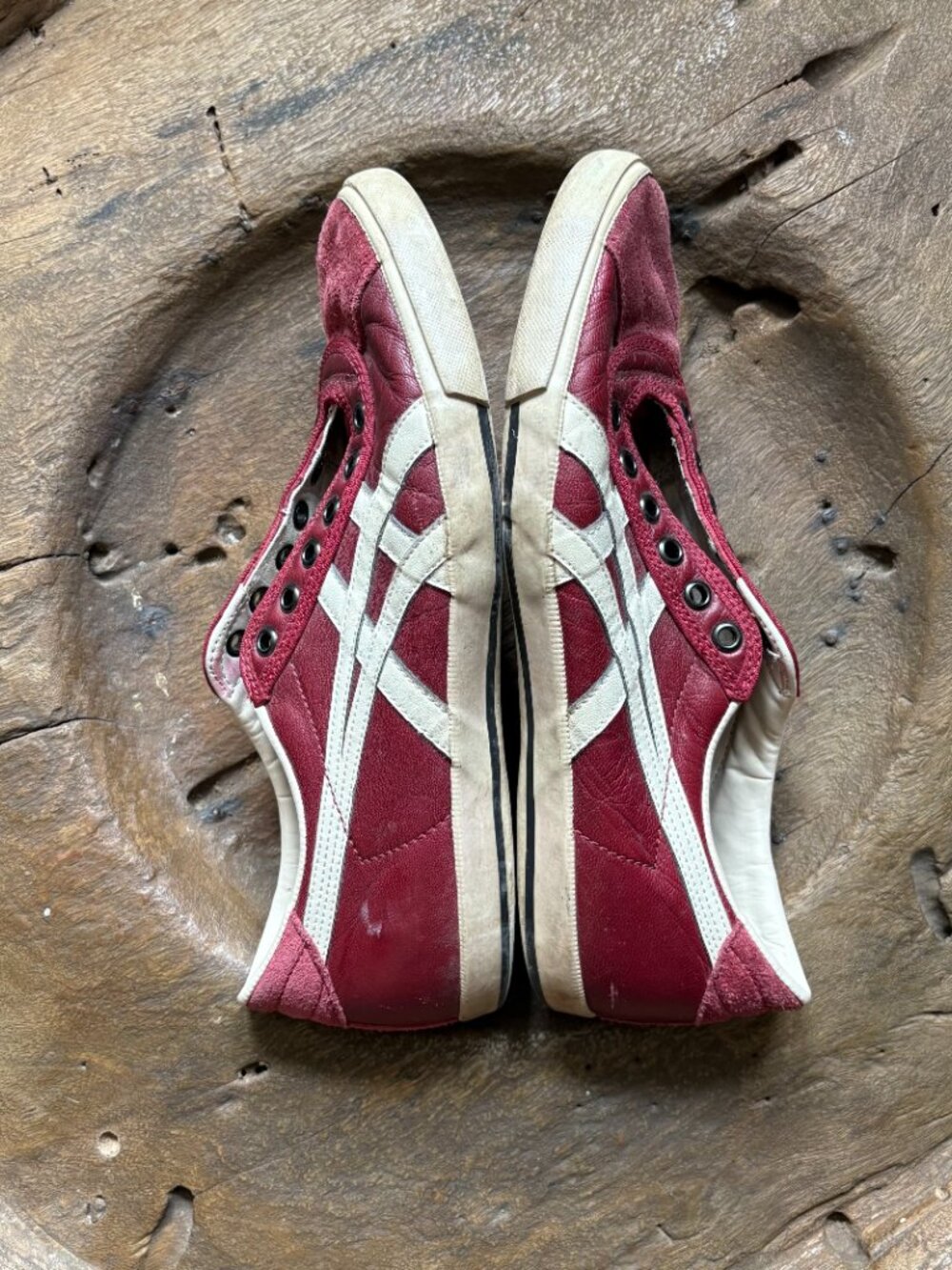 Onitsuka Tiger Rotation 77 burgundy men's sneakers NO LACES size 8 blokecore - Picture 8 of 9